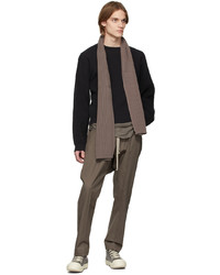 Rick Owens Taupe Long Knit Scarf