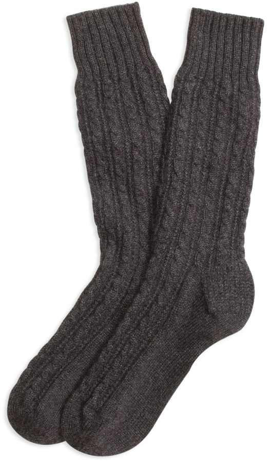 $298 BROOKS BROTHERS Men's Cashmere Cable Knit Crew Socks France NWT New 