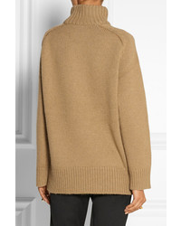The Row Rivington Camel And Cashmere Blend Turtleneck Sweater