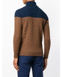 Eleventy Two Tone Cable Knit Sweater