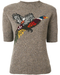 Mulberry Knit Bird Patch Top
