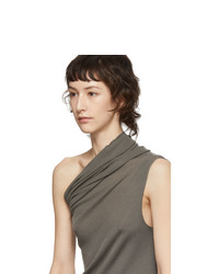Rick Owens Taupe One Shoulder Tank Top
