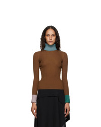 Lanvin Orange Rib Knit Turtleneck Sweater