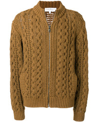 Brown Knit Zip Sweater