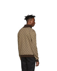 Gucci Brown Gg Zip Sweater