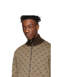 Gucci Brown Gg Zip Sweater