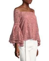 Alexis Thea Off The Shoulder Lace Bell Sleeve Top