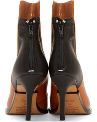 Maison Margiela Brown Black Leather Stiletto Ankle Boots