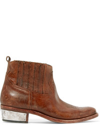 Golden Goose Deluxe Brand Crosby Distressed Leather Ankle Boots Brown