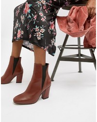ASOS DESIGN Evita Conker Leather Chelsea Boots