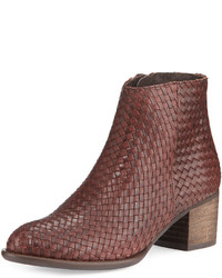 Andre Assous Kaycee Woven Leather Bootie Cognac