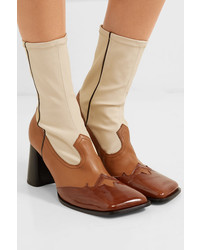 Ellery Leather And Stretch Knit Ankle Boots