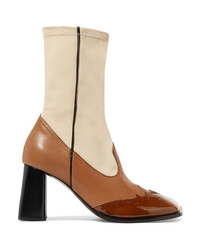 Ellery Leather And Stretch Knit Ankle Boots