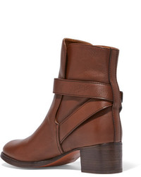 Chloé Leather Ankle Boots Dark Brown