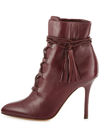 Valentino Leather Lace Up 100mm Bootie Rubin