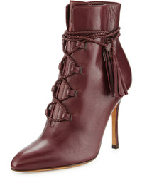 Valentino Leather Lace Up 100mm Bootie Rubin