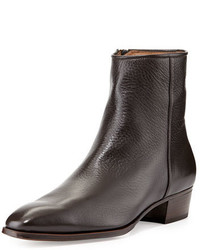 Gravati Leather Side Zip Ankle Boot Brown