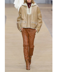 Chloé Paneled Leather Ankle Boots Tan