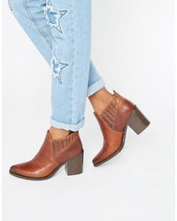 Steve Madden Pauze Leather Western Heeled Ankle Boots