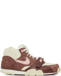 Nike Off White Burgundy Air Trainer 1 Sneakers