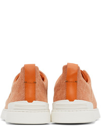 Zegna Orange Triple Stitch Sneakers