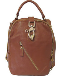 Amerileather Quince Leather Handbagbackpack Brown Top Zip