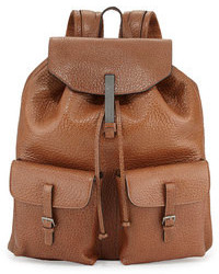 Brunello Cucinelli Distressed Shiny Leather Backpack
