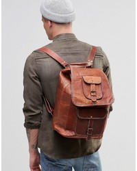 Reclaimed Vintage Leather Backpack In Tan