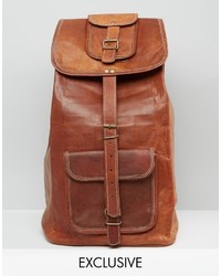 Reclaimed Vintage Leather Backpack In Tan