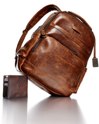 Frye Logan Pull Up Leather Backpack Cognac
