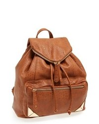 Street Level Faux Leather Backpack Brown