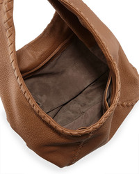 Bottega Veneta Cervo Large Leather Hobo Bag Dark Brown