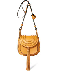 Chloé Hudson Mini Whipstitched Leather Shoulder Bag Saffron