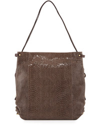 Oryany Jessica Embossed Leather Shoulder Bag Taupe