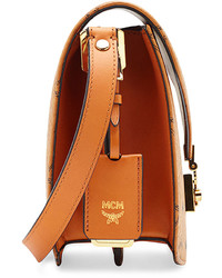 MCM Patricia Visetos Small Shoulder Bag Cognac