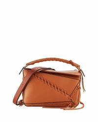 Loewe Puzzle Whipstitch Leather Satchel Bag Tan