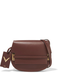 Valentino Satchel Studded Leather Shoulder Bag Dark Brown