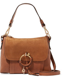 See by Chloe See By Chlo Joan Small Suede Paneled Leather Shoulder Bag Tan