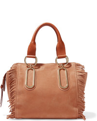 See by Chloe See By Chlo Paige Medium Fringed Nubuck And Textured Leather Shoulder Bag Tan
