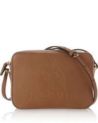 Lanvin So Embossed Textured Leather Shoulder Bag Tan