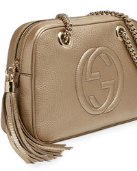 Gucci Soho Metallic Leather Shoulder Bag Champagne