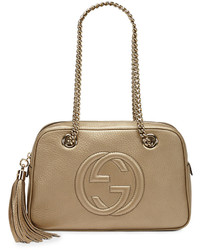 Gucci Soho Metallic Leather Shoulder Bag Champagne