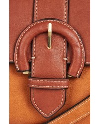 Topshop Vinny Faux Leather Saddle Bag Brown