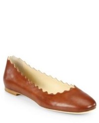 Chloé Scalloped Leather Ballet Flats