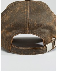 Asos Baseball Cap In Distressed Faux Leather Finish