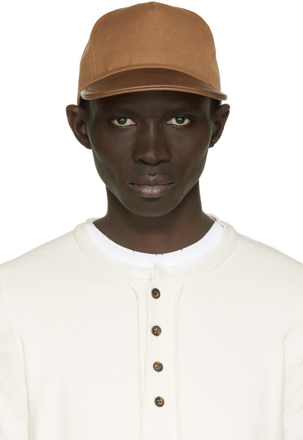 tan leather baseball cap