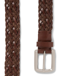 Brunello Cucinelli 3cm Brown Braided Leather Belt