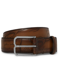 Berluti 3cm Brown Scritto Leather Belt