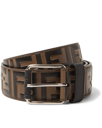 Fendi 4cm Brown Logo Embossed Leather Belt