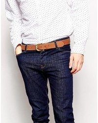 Asos Leather Jeans Belt With Gold Buckle